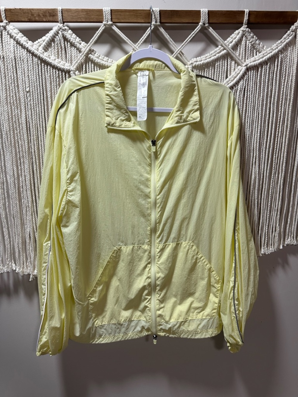 Fabletics Pale Yellow Full-Zip Bomber Jacket